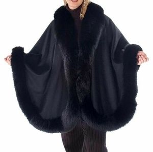 Navy Blue Fur Poncho / Cape (One SIze)